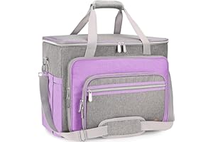 FINESUN Sewing Machine Case with Shoulder Strap,Tote Bag for Sewing Machine Carrying Case with Removable Padding Pad for Brother,Singer,Most Machines Travel Tote Organizer for Accessories Purple