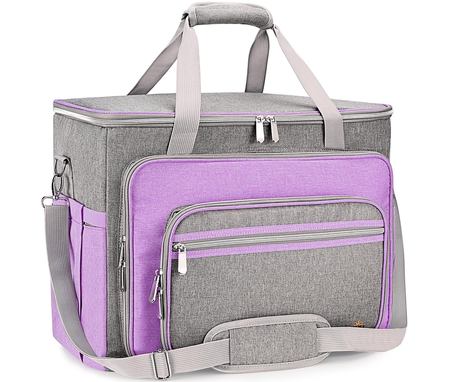 FINESUN Sewing Machine Case with Shoulder Strap,Tote Bag for Sewing Machine Carrying Case with Removable Padding Pad for Brother,Singer,Most Machines Travel Tote Organizer for Accessories Purple