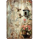 KIKIWALSGN Garden Signs for Outside, Hummingbird Garden Sign, 8x12 Inch | metal garden sign with hummingbirds flowers and uplifting quote for patios, porches, fences, sheds and outdoor spaces.
