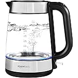 Amazon Basics Electric Glass and Steel Hot Tea Water Kettle, 1.7-Liter