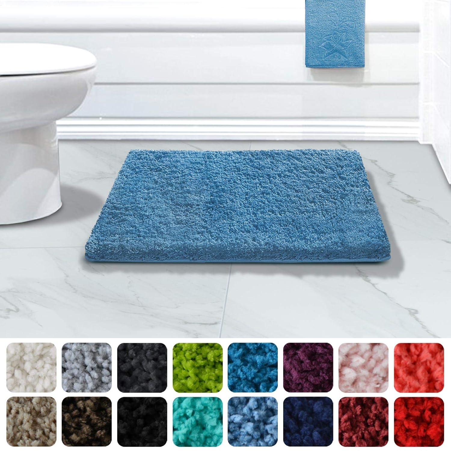 Sky Bath Mat Blue Soft Pile, NonSlip 60x50cm 6 Amazon.co.uk
