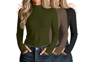 Velvelhall 3 Pack Women's Thermal Mock Turtleneck Tops Long Sleeve Shirts Fleece Lined Undershirt with Thumb Hole Fall Winter