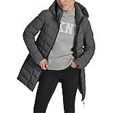 DKNY Women's Lightweight Puffer Jacket With Neoprene Side Panels – Insulated, Sleek Fit Outerwear