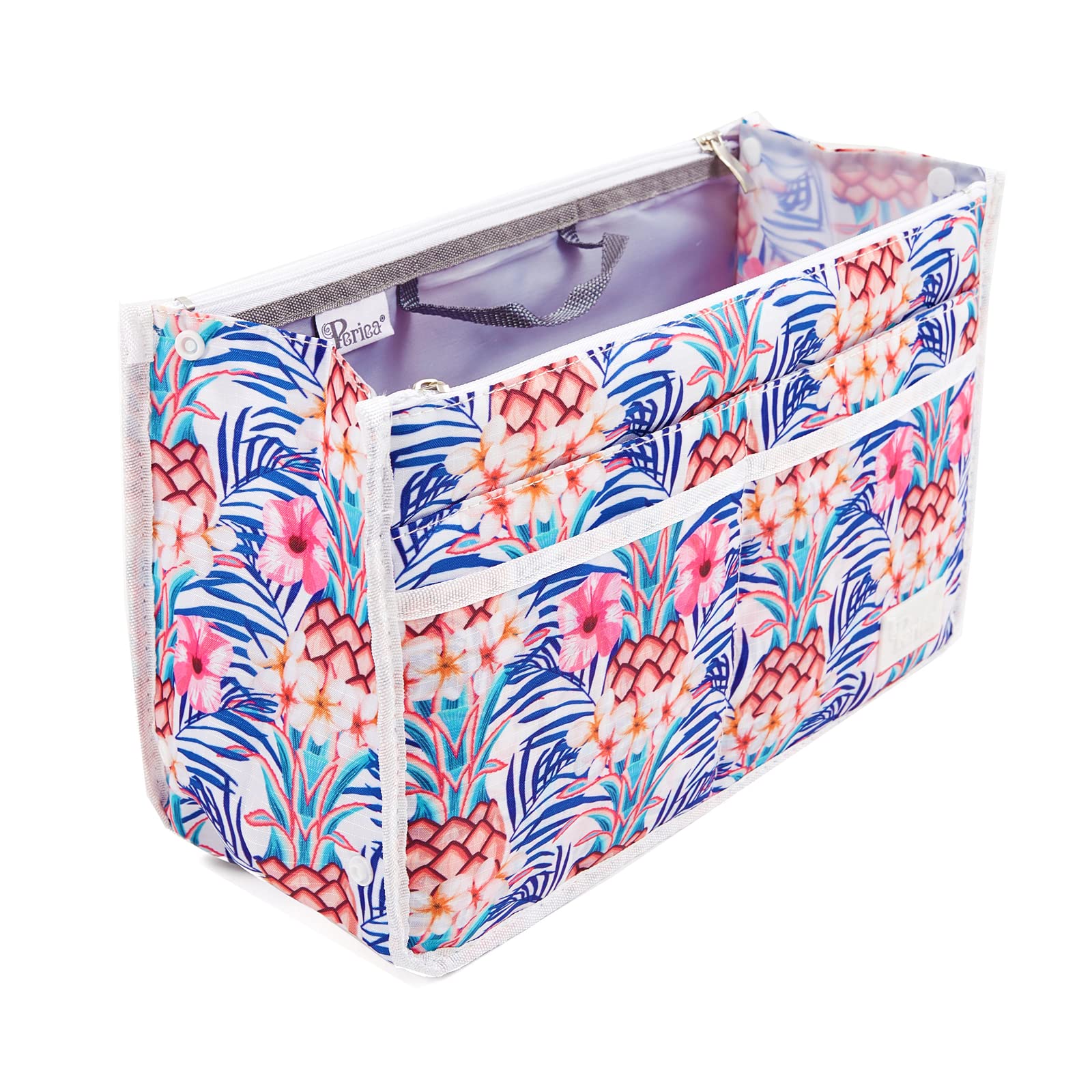 Periea 'Signature' Luxury Handbag Organiser Insert - 3 Sizes - (White Pineapple, Large)