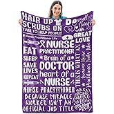 InnoBeta Nurse Week Gifts for Women, Purple Throw for Nurses, Thank You Appreciation Blanket 50 x 65 for The Best Nurse Practitioner Ever