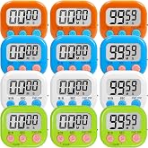12 Pack Multi-Function Digital Timers, Magnetic Large LCD Display Loud Alarm Countdown Timers, Extensively Use in Classroom, Break Time, Gym, Meeting, Cooking