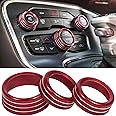 Air Conditioner Switch CD Button Knob for Dodge Challenger Charger Chrysler 300 300s 2015-2024, for Ram 2013-2018 Interior Accessories Decoration Aluminum Alloy (Red)