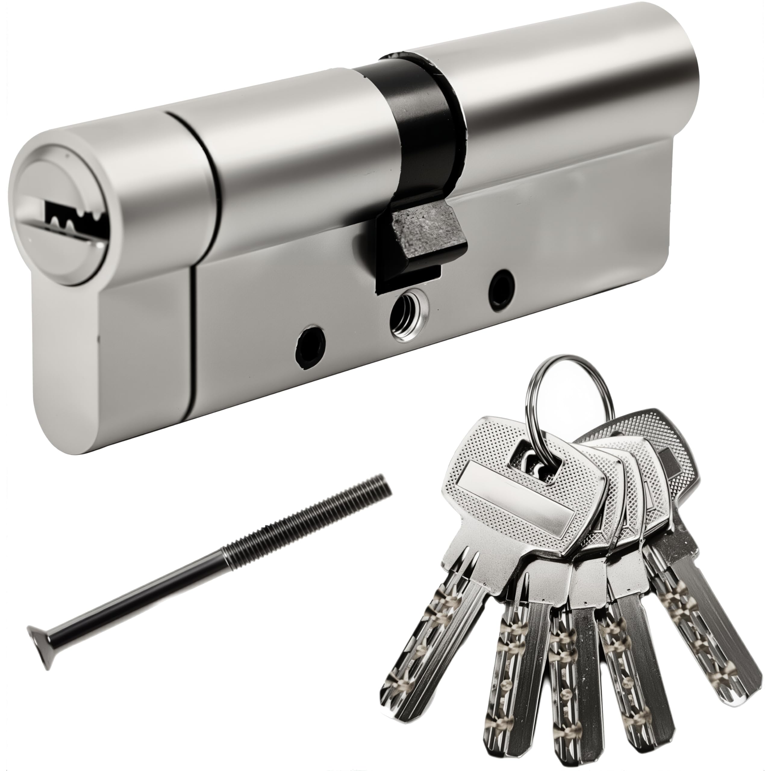 SEPOX® 90mm(45/45) Anti-Snap Euro Door Lock Cylinder, High Security 6 Pin, Brass Body Stainless Steel Bar Enforced Anti-Drill Anti-Pick,Anti-Bump Door Barrel with 5 Keys