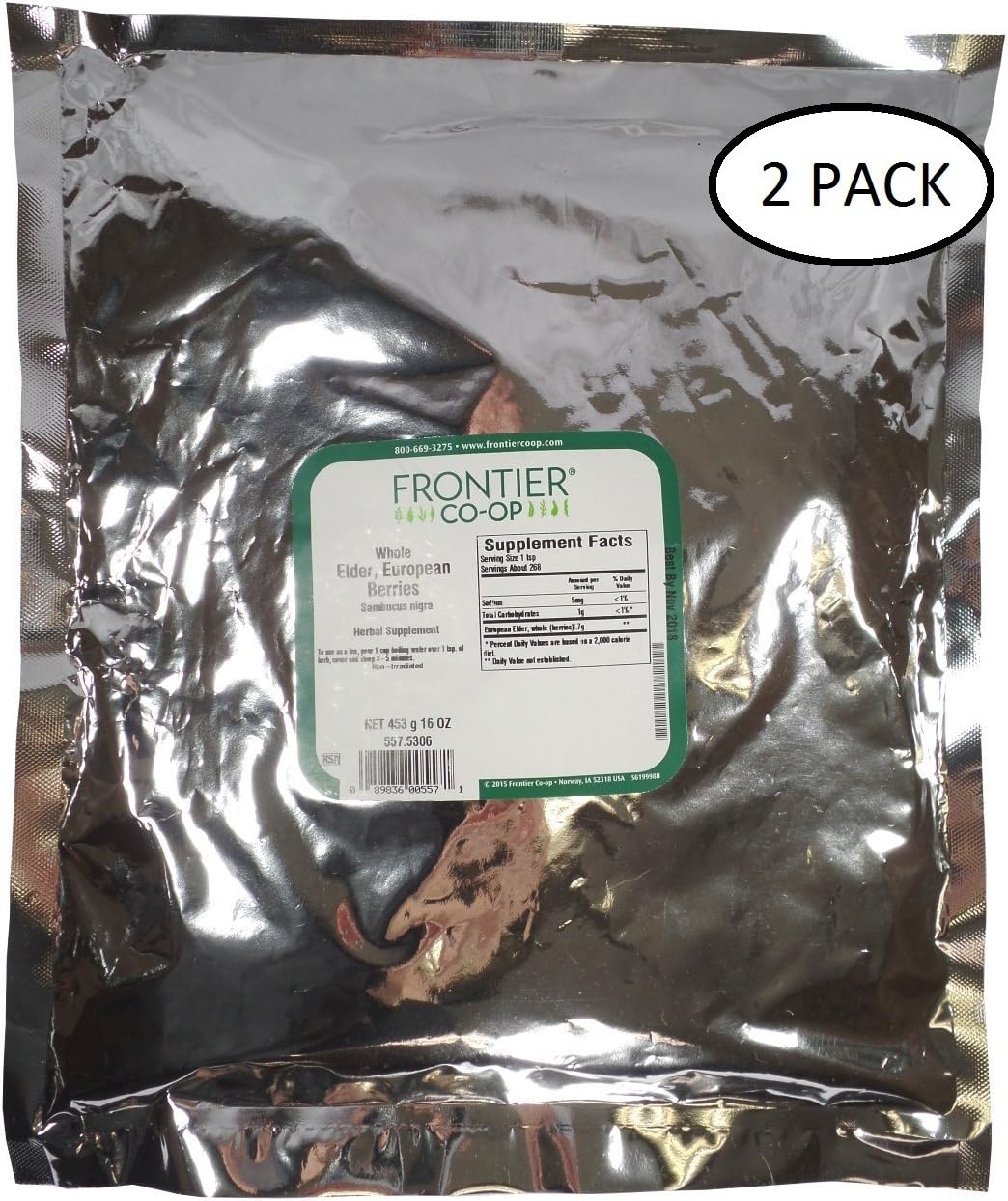 Frontier Natural Products Whole Non-Organic Elderberries - Pack of 2