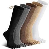 Cotwinter 5 Pairs Merino Wool Five Toe Socks for Women Winter Cotton Thermal Warm Toe Sock for Hiking Athletic Running