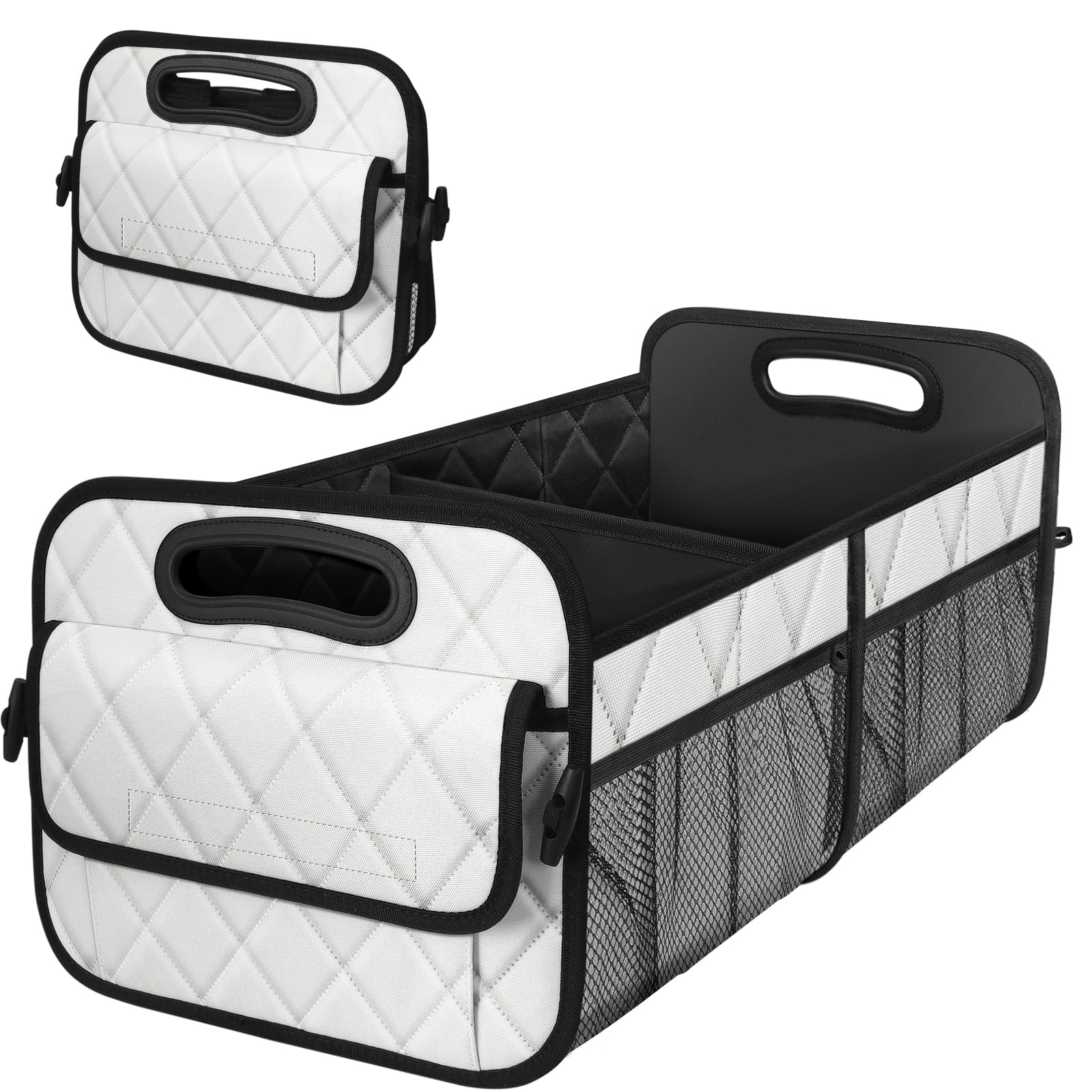 Photo 1 of Deosk Trunk Organizer with 6 Pockets - Car Storage Accessory for SUVs, Minivans, and Trucks - 50L Waterproof Polyester (Medium, Beige)