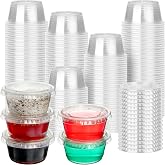 CELLURA 2 oz 200 Pack Jello Shot Cups with Lids, Clear Plastic Portion Cups, Souffl&eacute; Cups, Jello Shot Cups with Lids for Meal Prep, Picnic, Souffl&eacute;, Salad Dressing