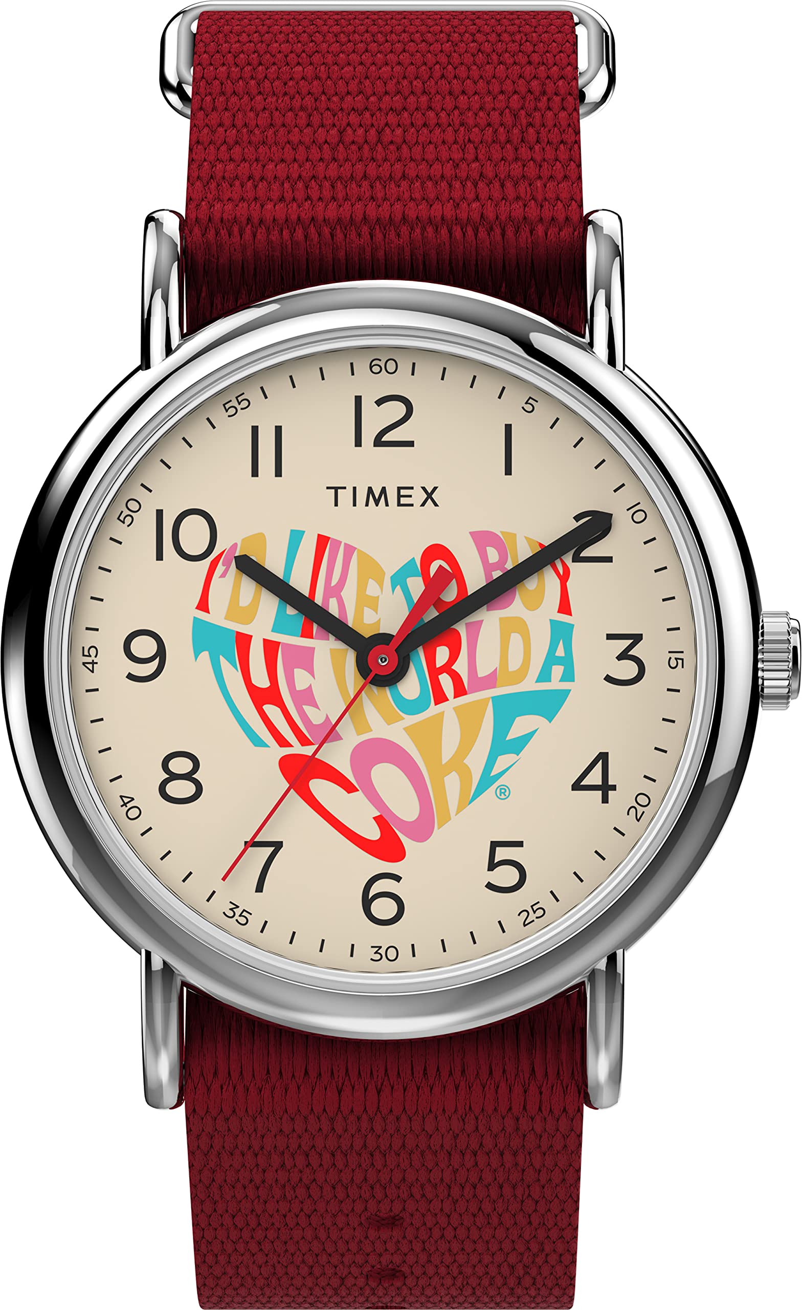 Timex Weekender 38 mm Unisex Quartz Analog Red Fabric Watch TW2V29900