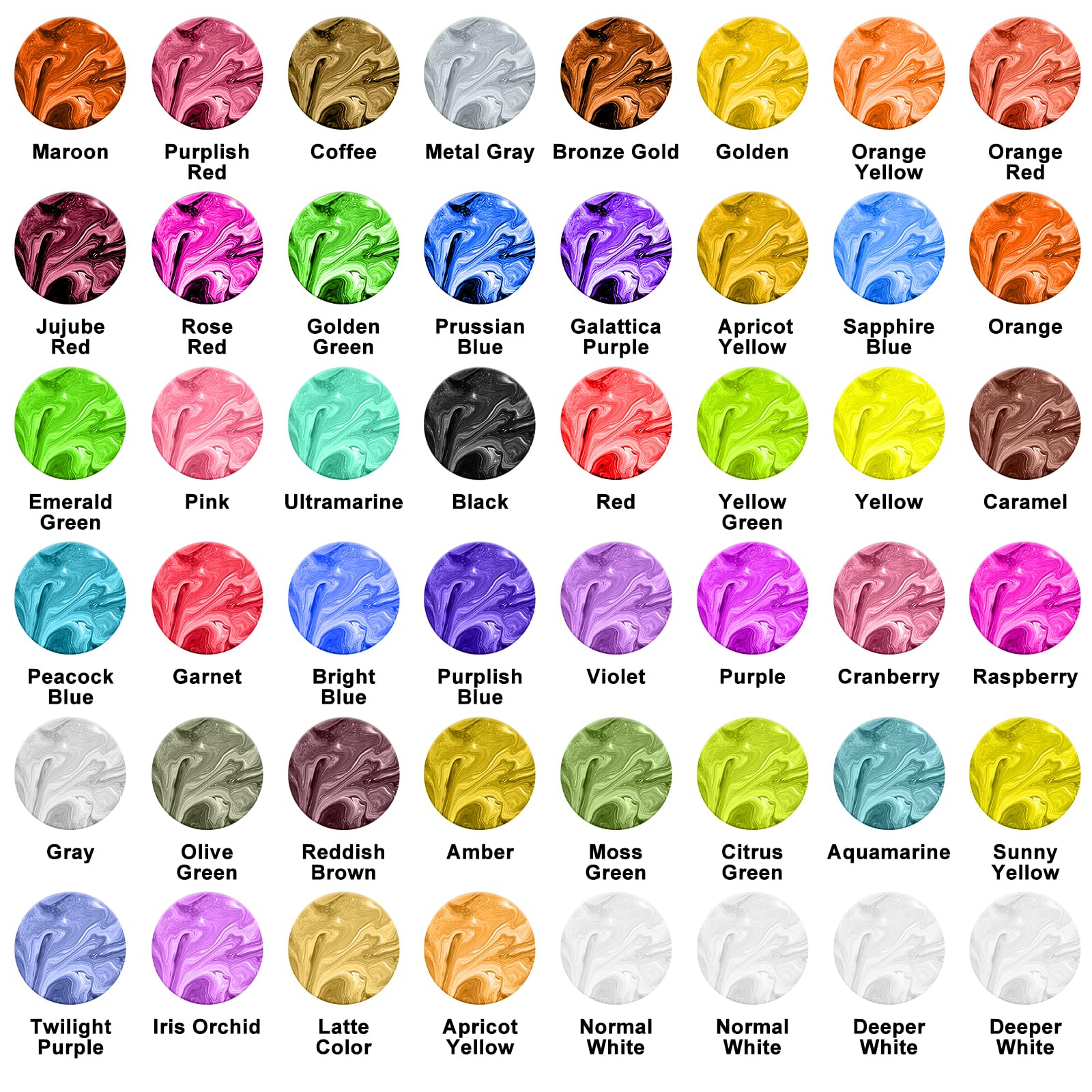 FansArriche Alcohol Ink Set - 48 Vivid Colors, Concentrated Alcohol-Based Ink, Epoxy Resin Paint with Metallic Color Dye for Resin Coasters, Acrylic Painting, Tumbler Making,10 ml Each