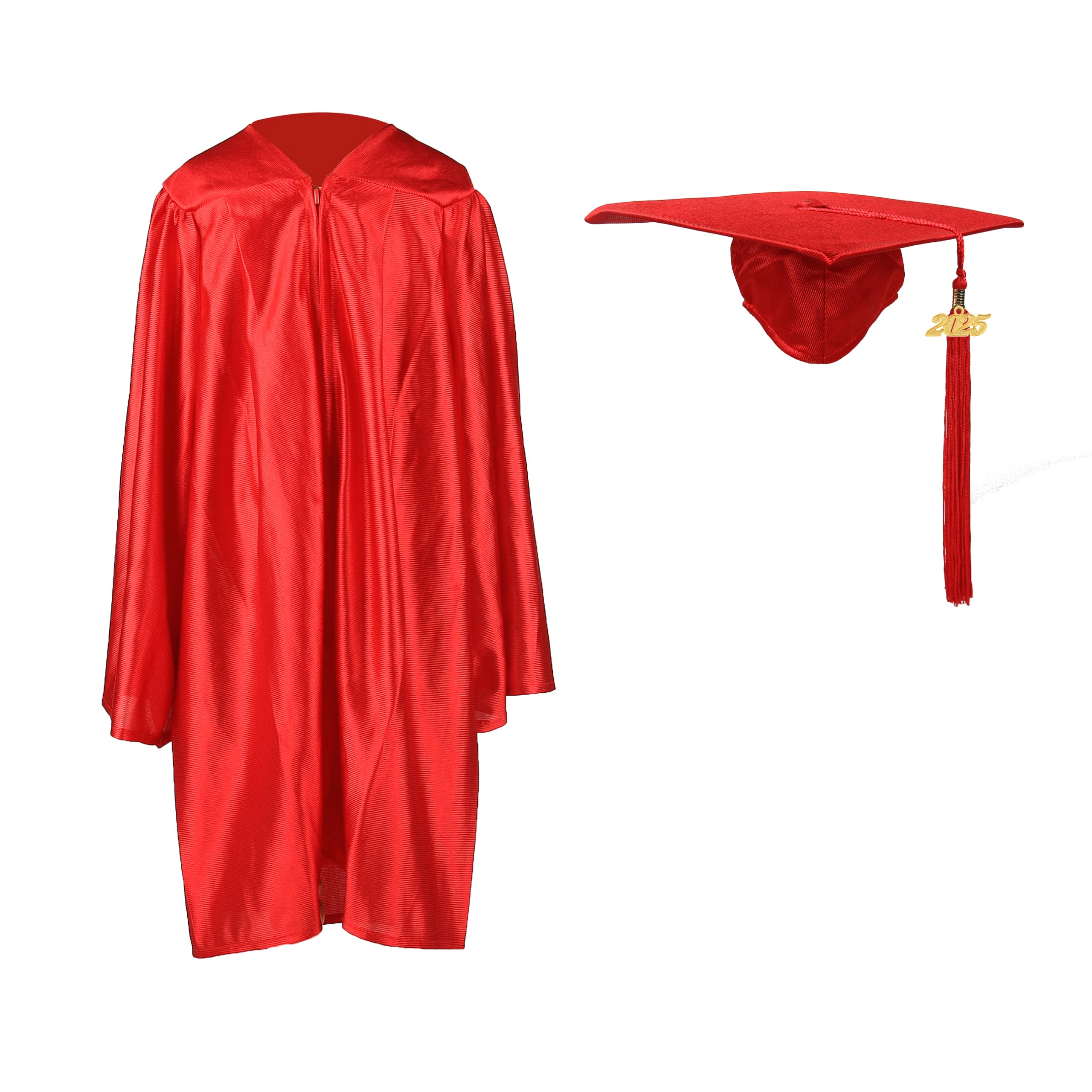 Photo 1 of (missing hat) FtyFty Shiny Kindergarten Graduation Cap and Gown Set (27"(3'6"-3'8"), Red)