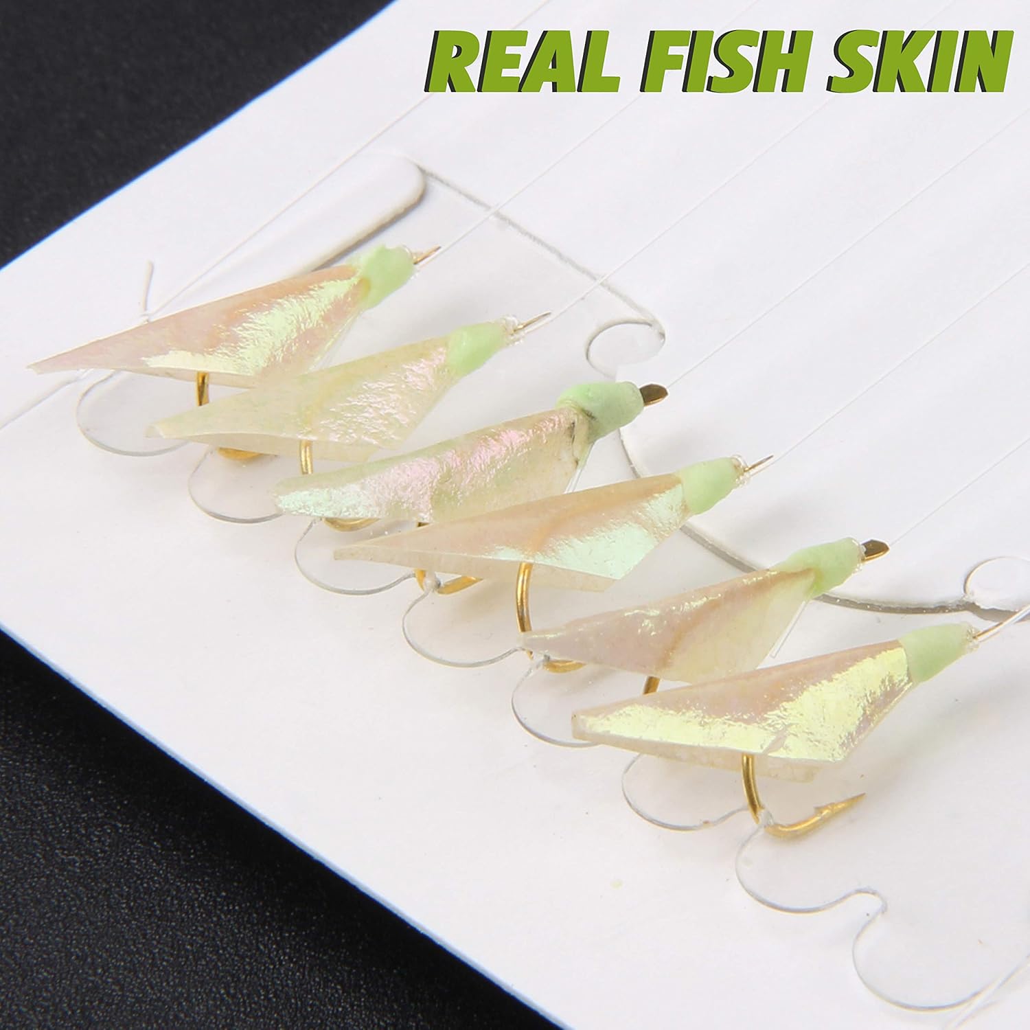 Fishing Rigs Saltwater Fishing Bait Rigs, 12 Packs Real Fish Skin Sea Rigs Luminous Rigs with Hooks Swivels and Snaps for Freshwater Size 4 6 8 : Sports & Outdoors