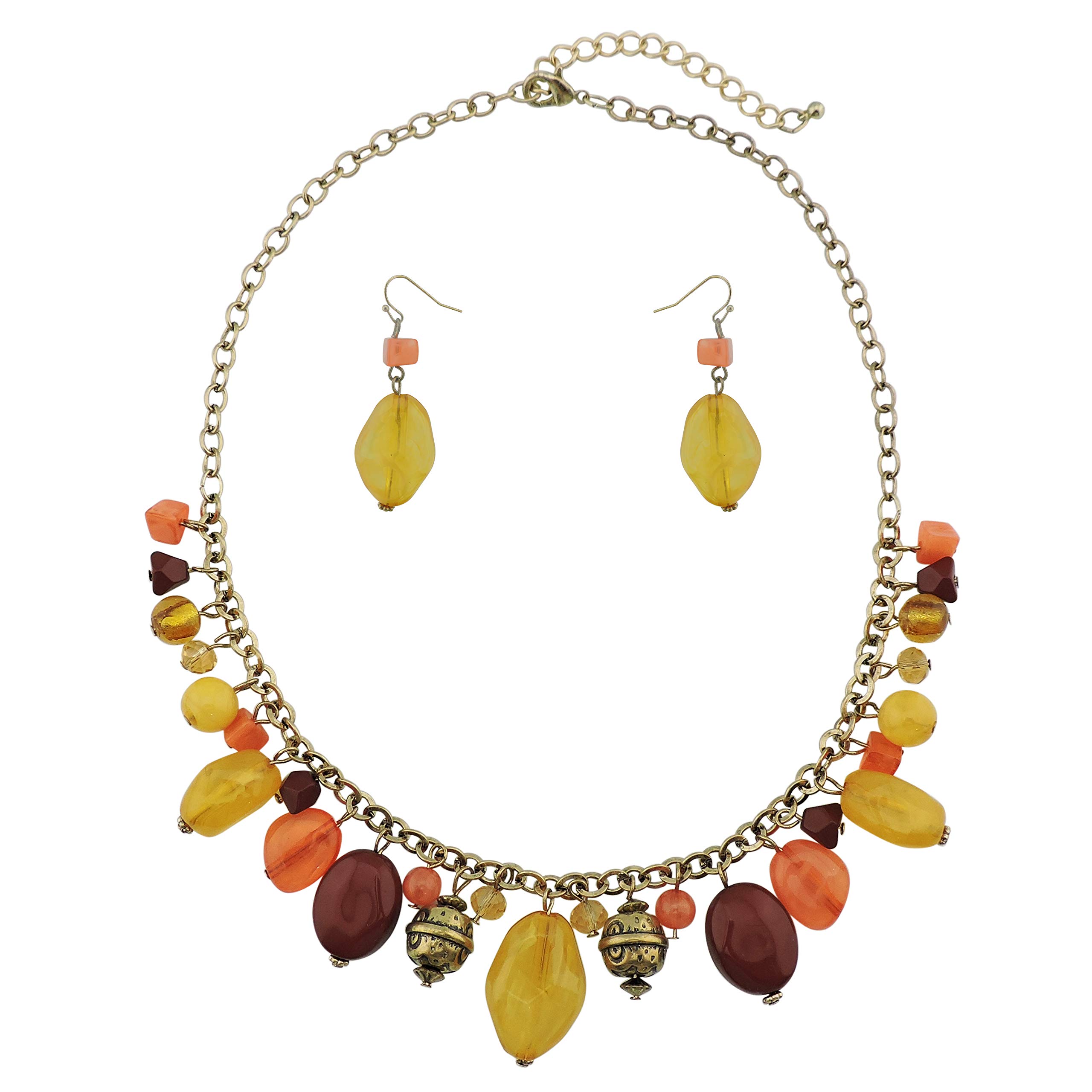 BOCAR Fashion Newest Chain Collar Pendant Beads Necklace (NK-10385-yellow+wine)