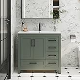 eclife 36" Bathroom Vanities with Sink Combo, Modern Thickened Wood Bathroom Storage Cabinet w/Undermount Sink, Matte Black F