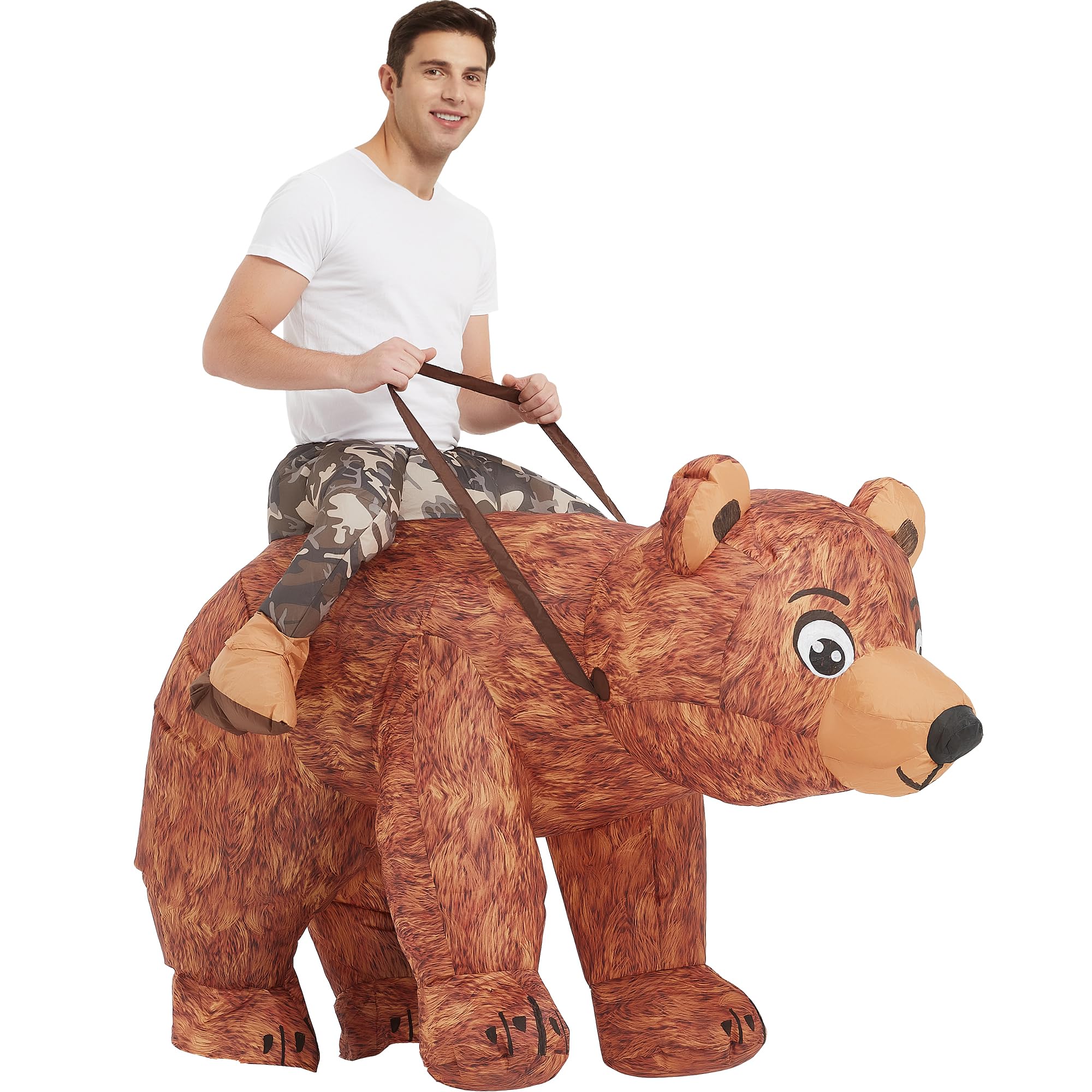 One Casa Bear Inflatable Costume Riding Bear Air Blow up Funny Fancy Dress Party Halloween Costume for Adult