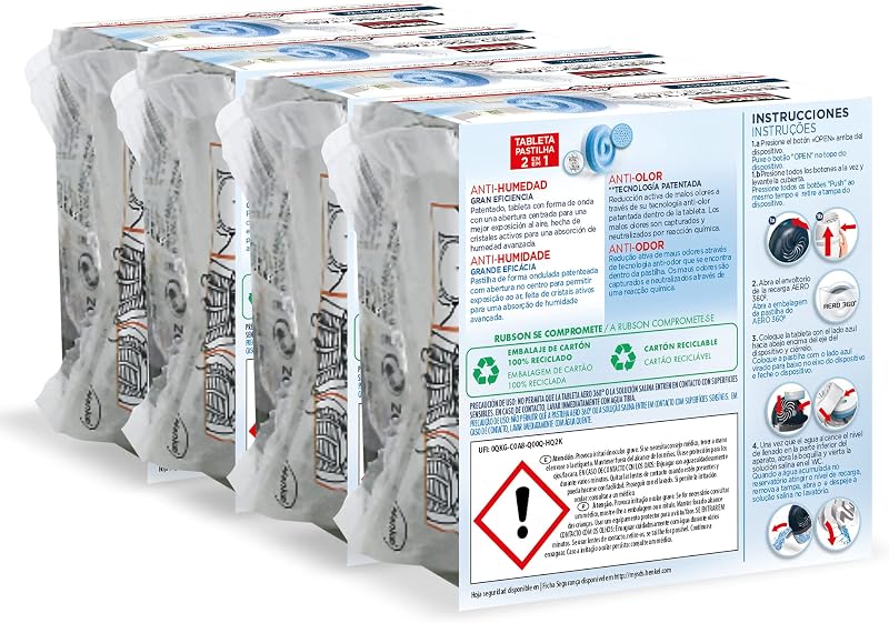 Aero 360° Tab Tabletas Recambio Deshumidificador, 4 Recargas x 450 g