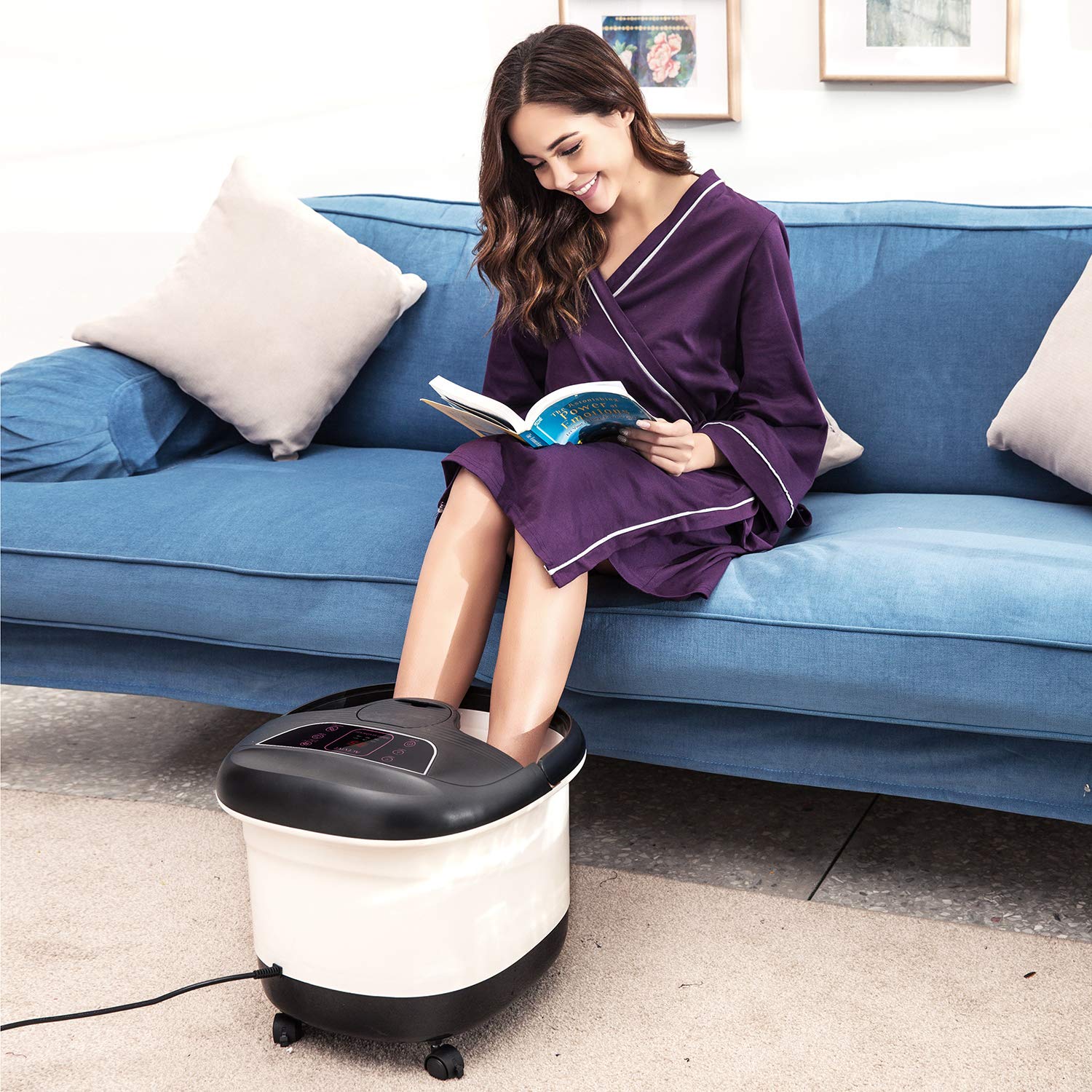 ACEVIVI Foot Spa Bath Massager with Massage Rollers and Balls(Motorized) for Health and Cleaning, Feet Bath Tub with Heat and Bubbles, Temp+/-, Timer, and Modes Control, Rotating Pedicure Stone: Beauty