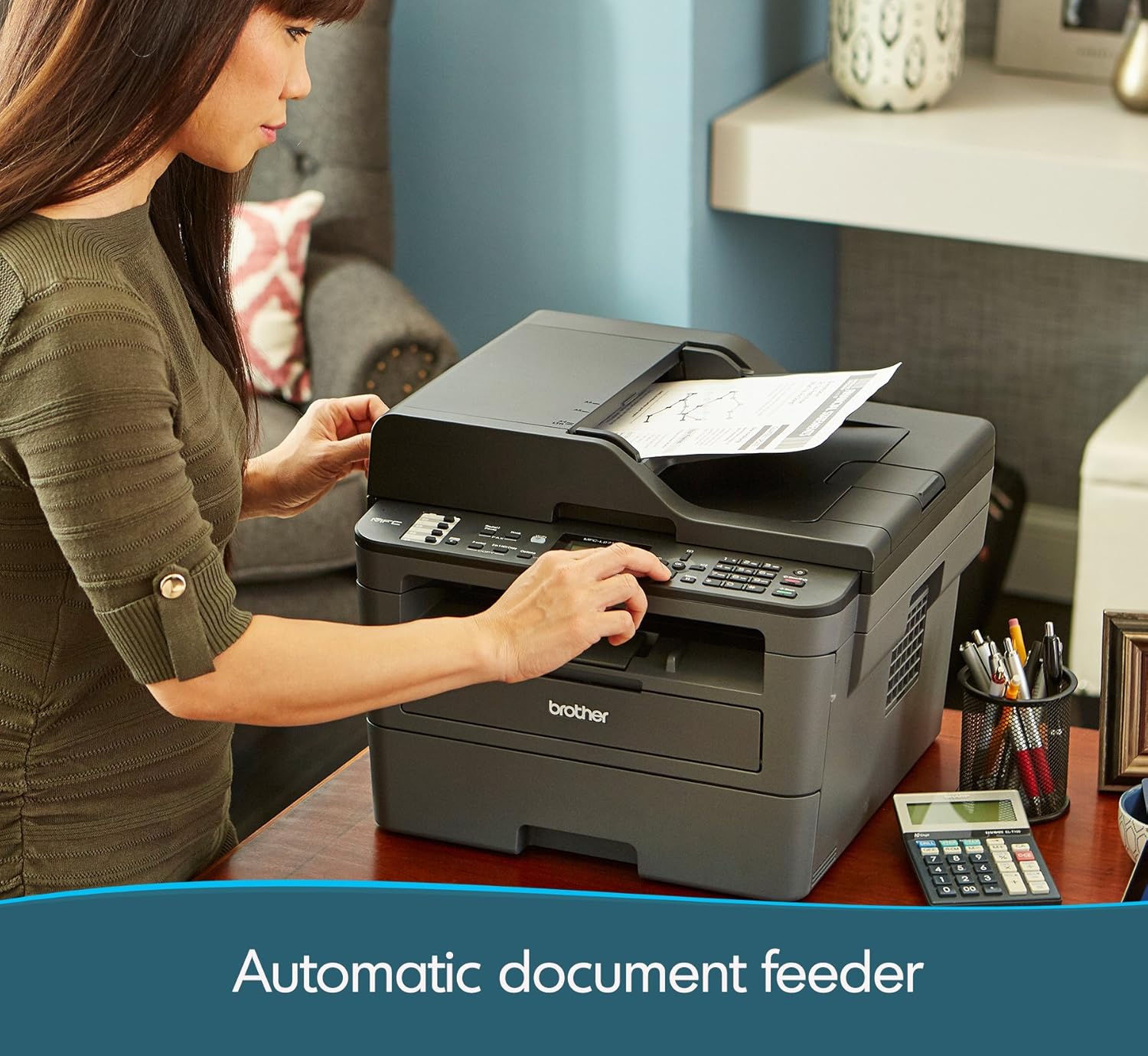 Brother Monochrome Laser Printer, Compact All-In One Printer, Multifunction Printer, MFCL2710DW, Wireless Networking and Duplex Printing,  Dash Replenishment Ready: Office Products