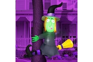 Joiedomi 4FT Halloween Inflatable Witch with Build-in LED Lights - Outdoor Blow Up Decor for Yard, Trees & Parties | Witch Decorations, Waterproof Halloween Inflatables Outdoor, Blow Up Yard Decor