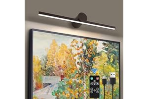 ZitoStory Battery Operated Picture Light with Remote,Wireless Dimmable Art Lights for Paintings Rechargeable Gallery Light Artwork Lighting for Canvas, Portrait (Black,20'' Inch)