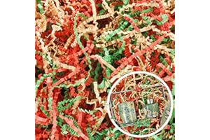 WUINOID Christmas Crinkle Cut Paper Filler 1/2 LB, Grass Cushion Shredded Papers for Gift Baskets, Box Bags Gift Wrapping, Crafts Decoration