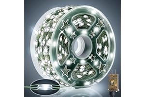 Heceltt 164 FT 500 LED Christmas Lights Outdoor,Green Wire Outdoor Fairy Lights Plug in Waterproof 8 Modes and Timer Memory Function for Xmas Wedding Party Holiday Patio Garden Decor(Cool White)