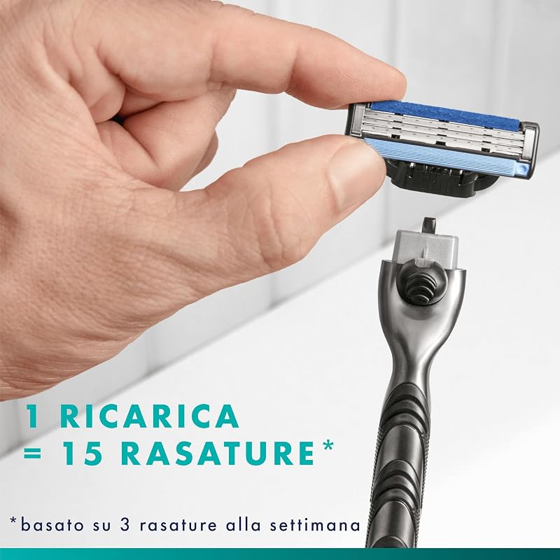 Mach3 Base 20 Lamette di Ricambio per Rasoio Barba Manuale, con Striscia Lubrificante una Scorrevolezza Fluida e Rivestimento della Lama Progettato Ridurre