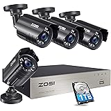 ZOSI 1080P Security Camera System with 1TB Hard Drive H.265+ 8CH 5MP Lite HD-TVI Video DVR Recorder with 4X HD 1920TVL 1080P 