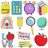 AUGSUN 12Pcs Back to School Iron on Patches for Teacher Students | Embroidered Sew Applique, Pencil Apple School Bus Repair Patch, For Clothing Jacket Jeans Backpack Hat Decoration