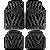 CAR PASS Rubber Car Mats, Waterproof Car Floor Mats All Weather,Car Mat Full Set 4 Pieces, Automotive Floor Mat Trim to Fit for Cars Sedans SUVs Trucks, Anti-Slip Easy Clean, All Black