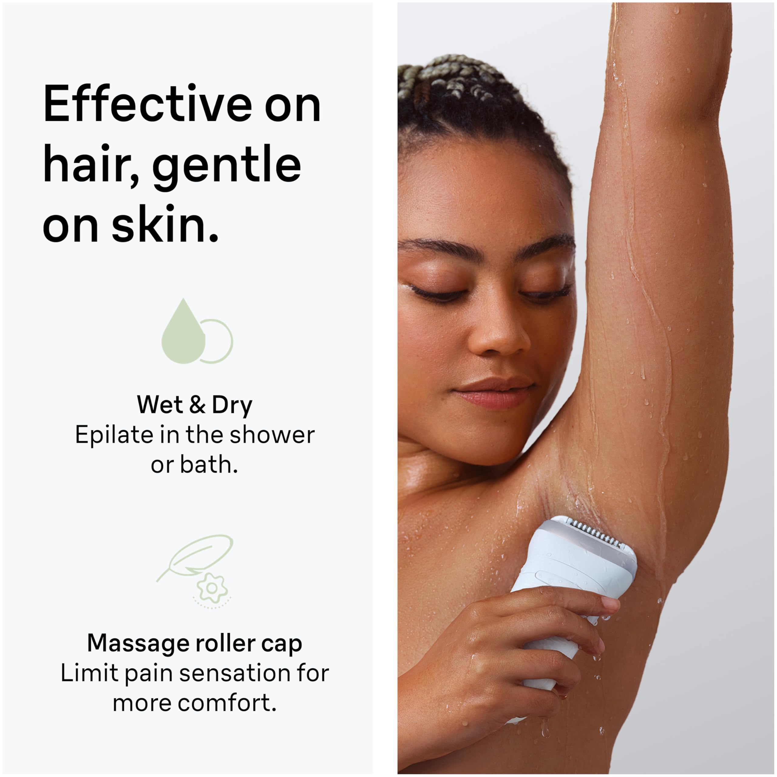 Braun Epilator Silk-épil 7, Hair Removal Device, Women Shaver & Trimmer, Wet and Dry, Wide Head, Includes Shaver Head and Trimmer Comb, SE7-041, Silver