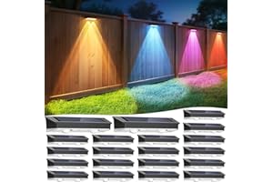APILAB Fence Lights Solar Powered 20 Pack, 7 Fixed Colors & Color Changing Solar Fence Lights Outdoor, IP65 Waterproof Backyard Decoration for Patio, Deck, Pool, Step