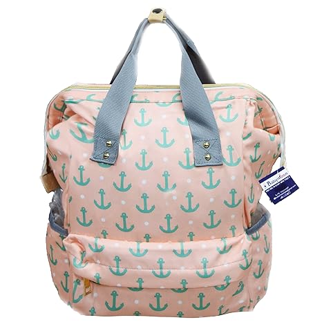 BabyMoon Multifunctoin Unisex Large Capacity Waterproof Bag with Insulated Pockets for Diapers (Peach)