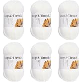 Loops &amp; Threads Charisma Yarn - Multicolor Yarn for Knitting, Crochet, Weaving, Arts &amp; Crafts - White, Bulk 6 Pack