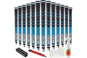 Full Choice Rubber Golf Grips 13 Pack, High Traction, Non-Slip, Advanced Texture, Choose from 13 Grips or 13 Grips with Regripping Kit, Standard/Mid/Jumbo Size, 4 Colors Available RG01 Golf Club Grips
