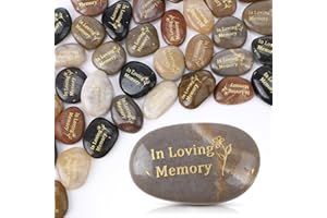 Yuntau 36 Pcs Memorial Stones 1.97 Inch Inspirational River Rock Engraved in Loving Memory Funeral Favor Celebration of Life Decorations for Sympathy Bereavement Gift