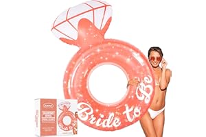 Floatey Bachelorette Pool Floats - XtraLarge Bride Pool Float | Ring Pool Float with Shiny Glitter Conffetti | Ring Floatie Bachelorette for Bride to Be | Pool Floats Bachelorette Party, Rose Gold