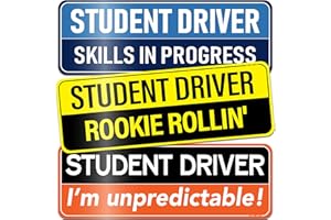 HEY-OKEY Student Driver Magnet for Car - Funny 3-Pack Please Be Patient Reflective Magnetic Bumper Sticker Set - Removable Novice Rookie Safety Attention Sign - Weather-Resistant - 10 x 3.5 inch