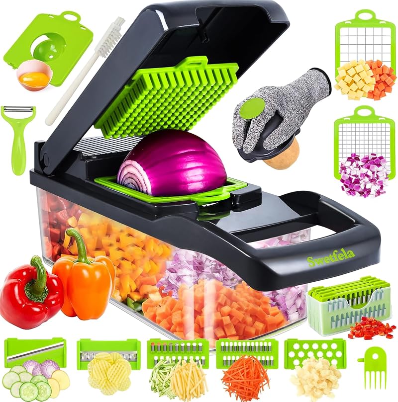 Swetfela 18-in-1 Vegetable Chopper Slicer with 7 Blades