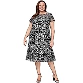 S.L. Fashions Womens Lace and Sequin Fit and Flare Dress PlusSpecial Occasion Dress