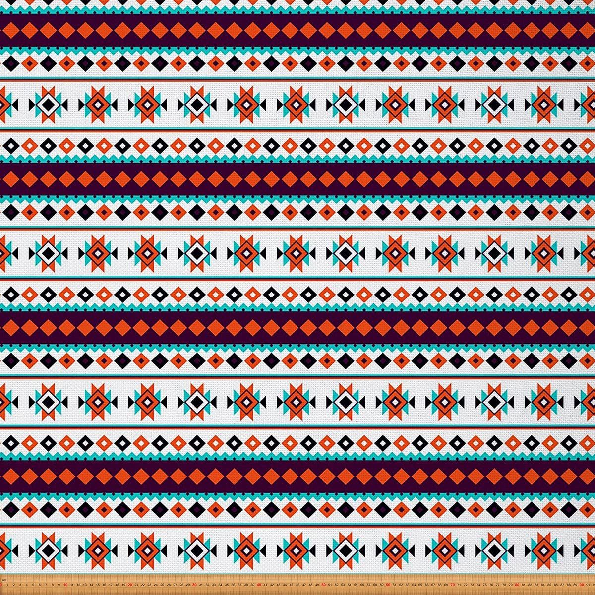 Indian Aztec Upholstery Fabric by The Yard,Tribal Boho Stripes Reupholstery Fabric for Chairs,Ethnic Traditional Geometric Waterproof Outdoor Fabric,1 Yard,(L92*W150cm) Orange White