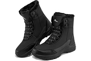 FUDYNMALC Mens Winter Snow Boots 2025: Waterproof Warm Fur Lined Hiking Shoes Non-slip Insulated Walking High Top Booties Outdoor