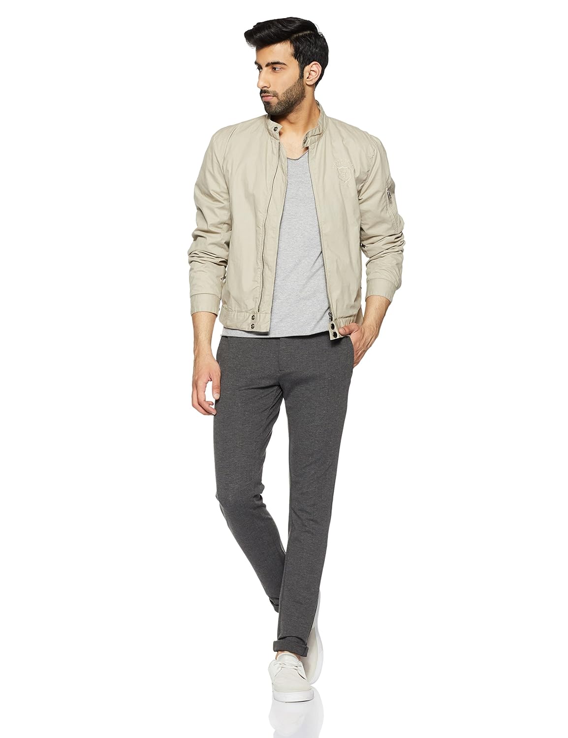 flying machine men's tapered fit casual trousers