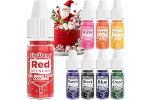 Oil Based Food Coloring - 8 Colors Upgraded Food Coloring for Chocolate, SigWong Oil Based Food Dye for Cake Decorating, Baking, Cookies, Icing Frosting, Fondant - 0.25 Fl.Oz/Bottles