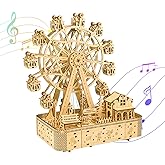 UGUTER 3D Wooden Puzzle Upgraded Ferris Wheels Music Box Model LED Light DIY Crafts Kits Home Decoration Brain Teaser Valentine’s Day Birthday Gift for Adults & Kids (Ferris Wheel LG)