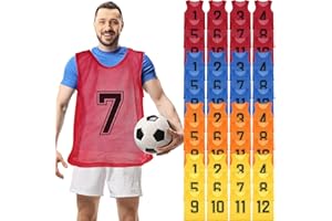 48 Pcs Adult Pinnies for Sports Double Soccer Penny Soccer Pinnies Scrimmage Vests Mesh Basketball Team Practice Jersey (Red/